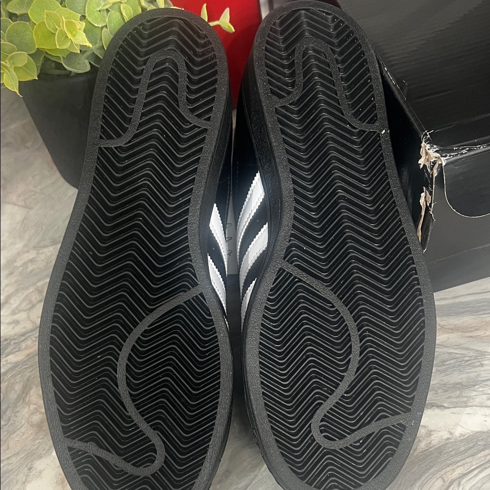 adidas Black Leather Sneakers with White Stripes - Picture 3 of 6